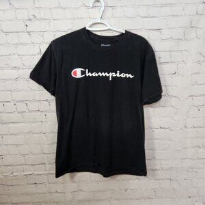 Champion Black Graphic T-Shirt Logo Activewear Active Loungewear Streetwear